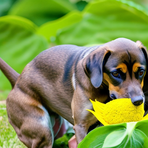 dog eating sunflower seed